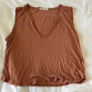 Free People We The Free Washed Terracotta V-Neck Muscle Tank, Sz M